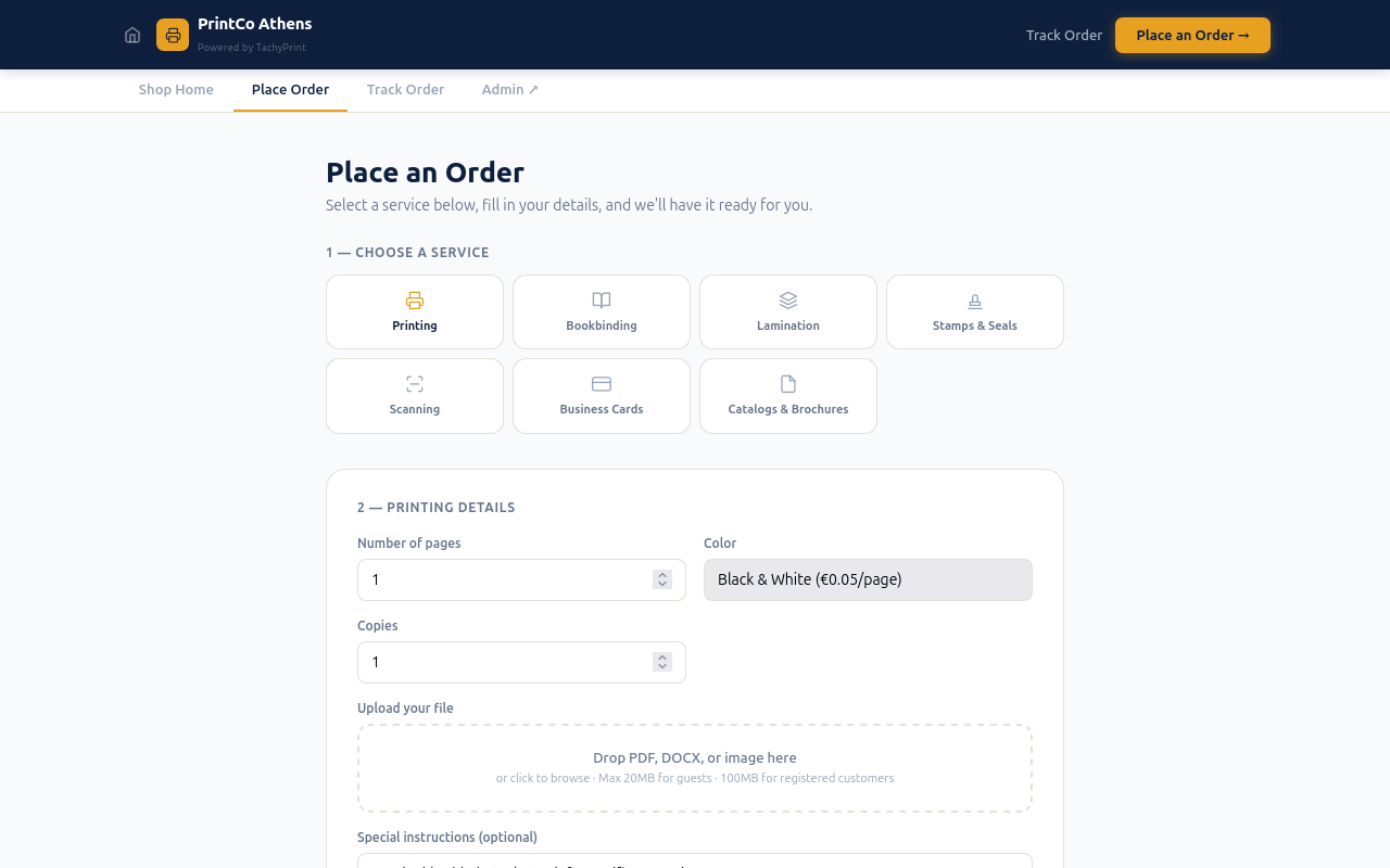 A professional ordering experience — under your brand